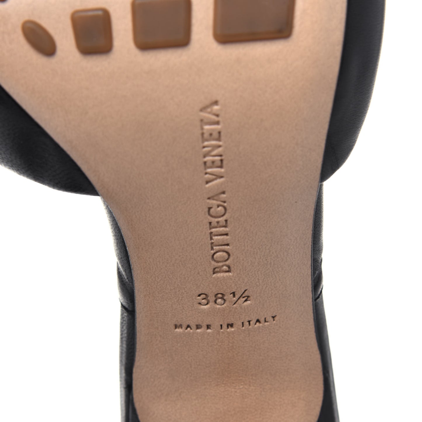 Nappa Quilted Rubber Lido Mule Sandals 38.5 Black