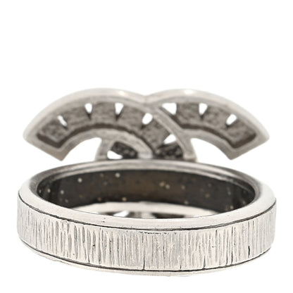 Chanel Crystal CC Ring 53 6.25 Silver 3 of 4