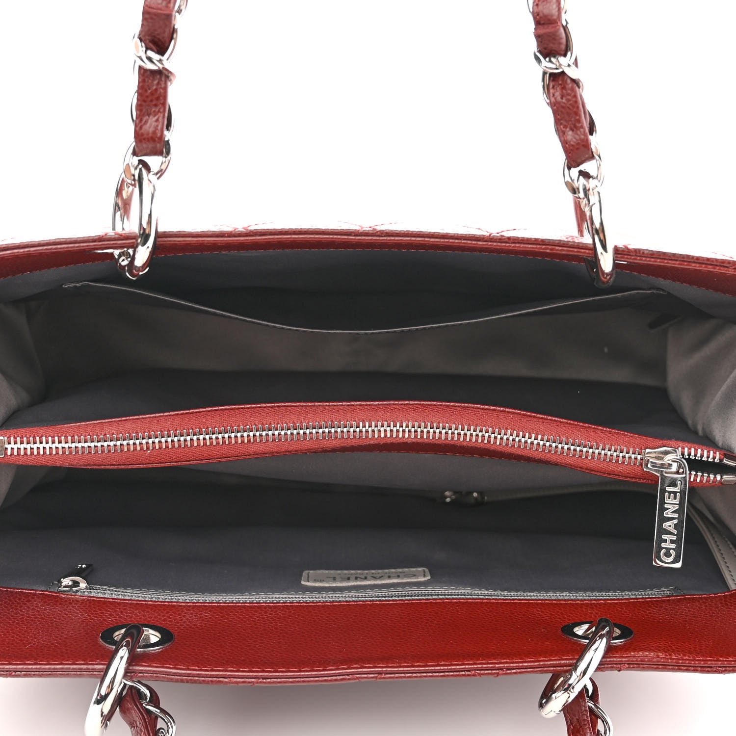 Chanel Caviar Quilted Grand Shopping Tote GST Dark Red 4 of 9