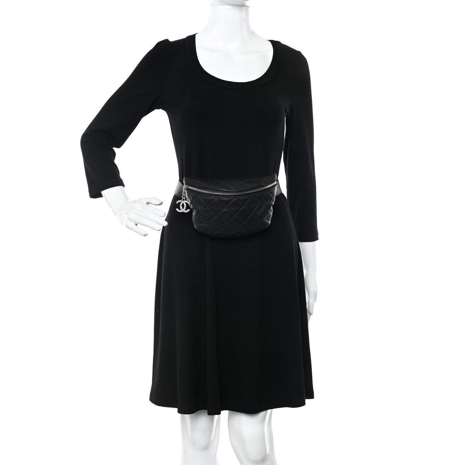 Chanel Grained Calfskin Quilted Waist Belt Bag Black 2 of 14