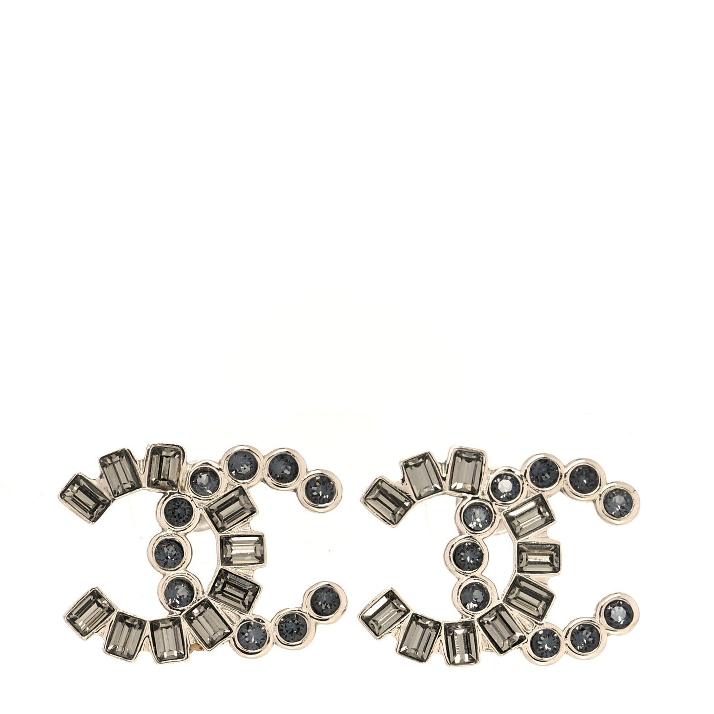 Baguette Crystal CC Earrings Gold Grey