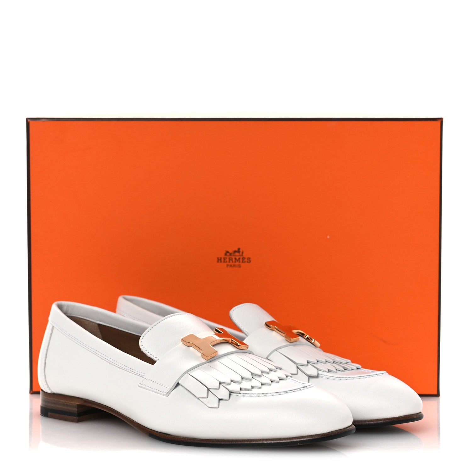 Hermes Calfskin Womens Royal Loafers 36 White 24 of 24