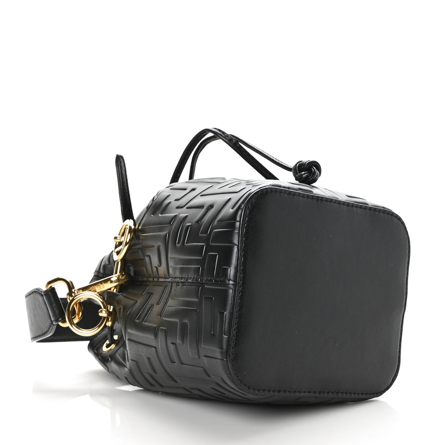Vitello Liberty F is Fendi FF 1974 Embossed Mini Mon Tresor Bucket Bag Black