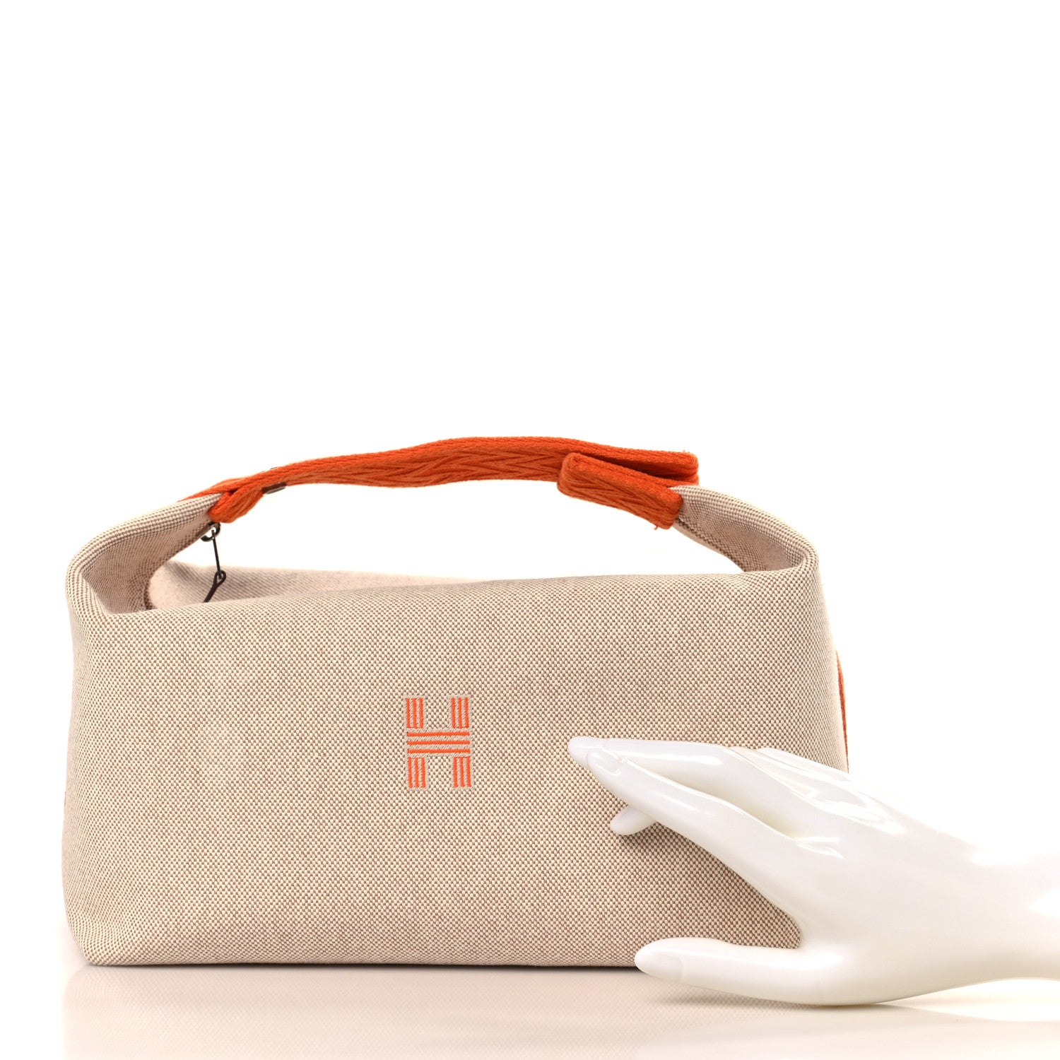 Hermes Canvas Small Bride-A-Brac Pouch Natural Orange 3 of 9
