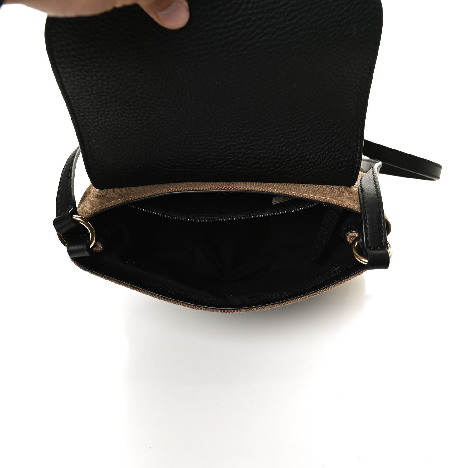 Burberry Mega Check Grainy Calfskin Small Gowan Messenger Bag Black 5 of 17