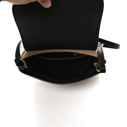 Burberry Mega Check Grainy Calfskin Small Gowan Messenger Bag Black 5 of 17