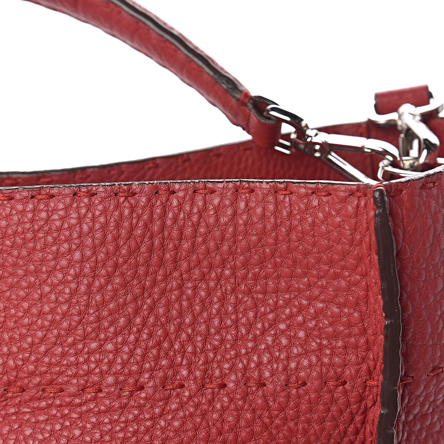 Fendi Cuoio Romano Selleria Large Anna Bucket Bag Rosso 11 of 14