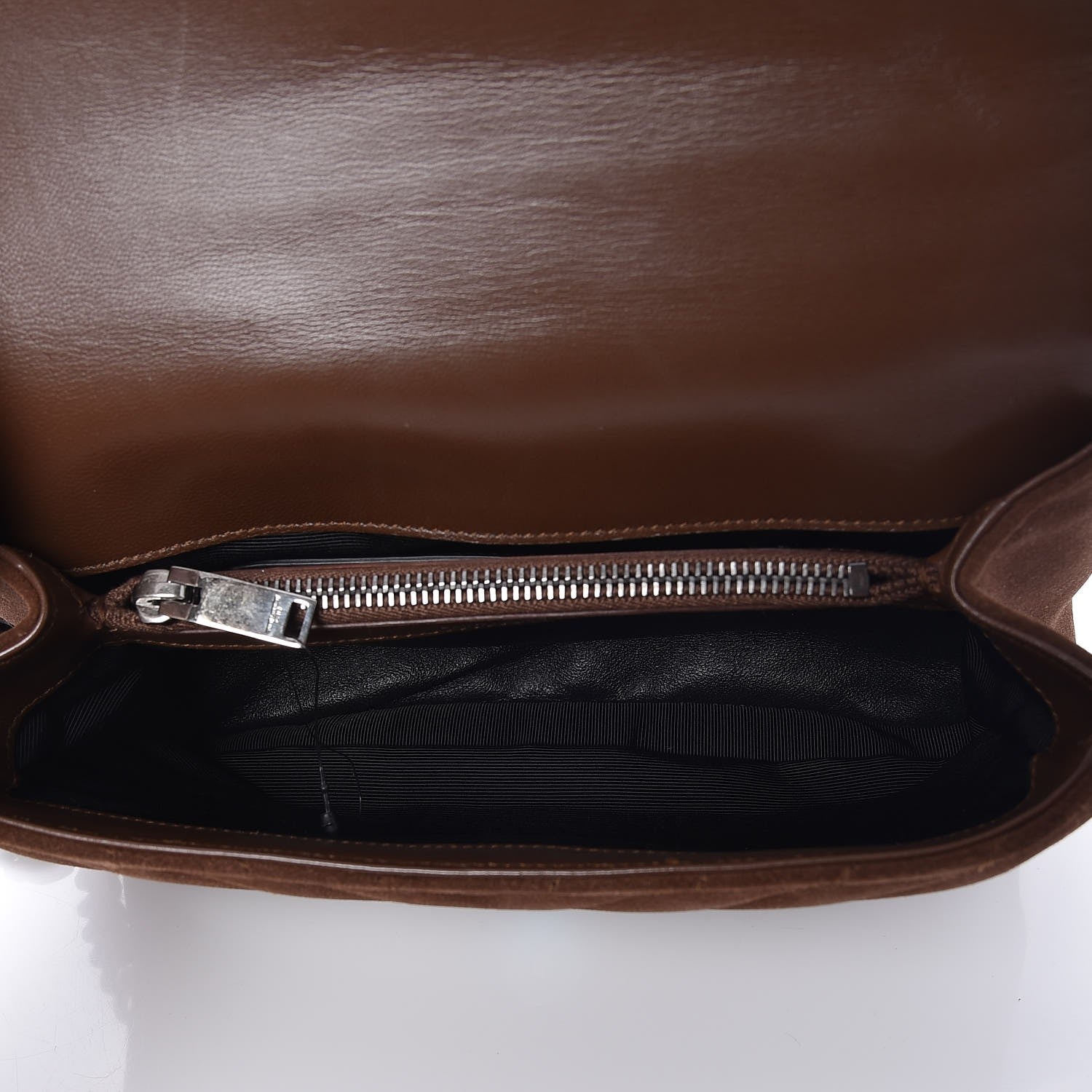 Saint Laurent Suede Matelasse Chevron Fringe Monogram Medium College Bag Marron Clair 5 of 7