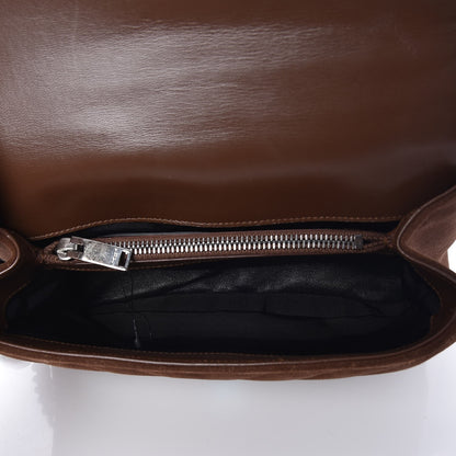 Saint Laurent Suede Matelasse Chevron Fringe Monogram Medium College Bag Marron Clair 5 of 7