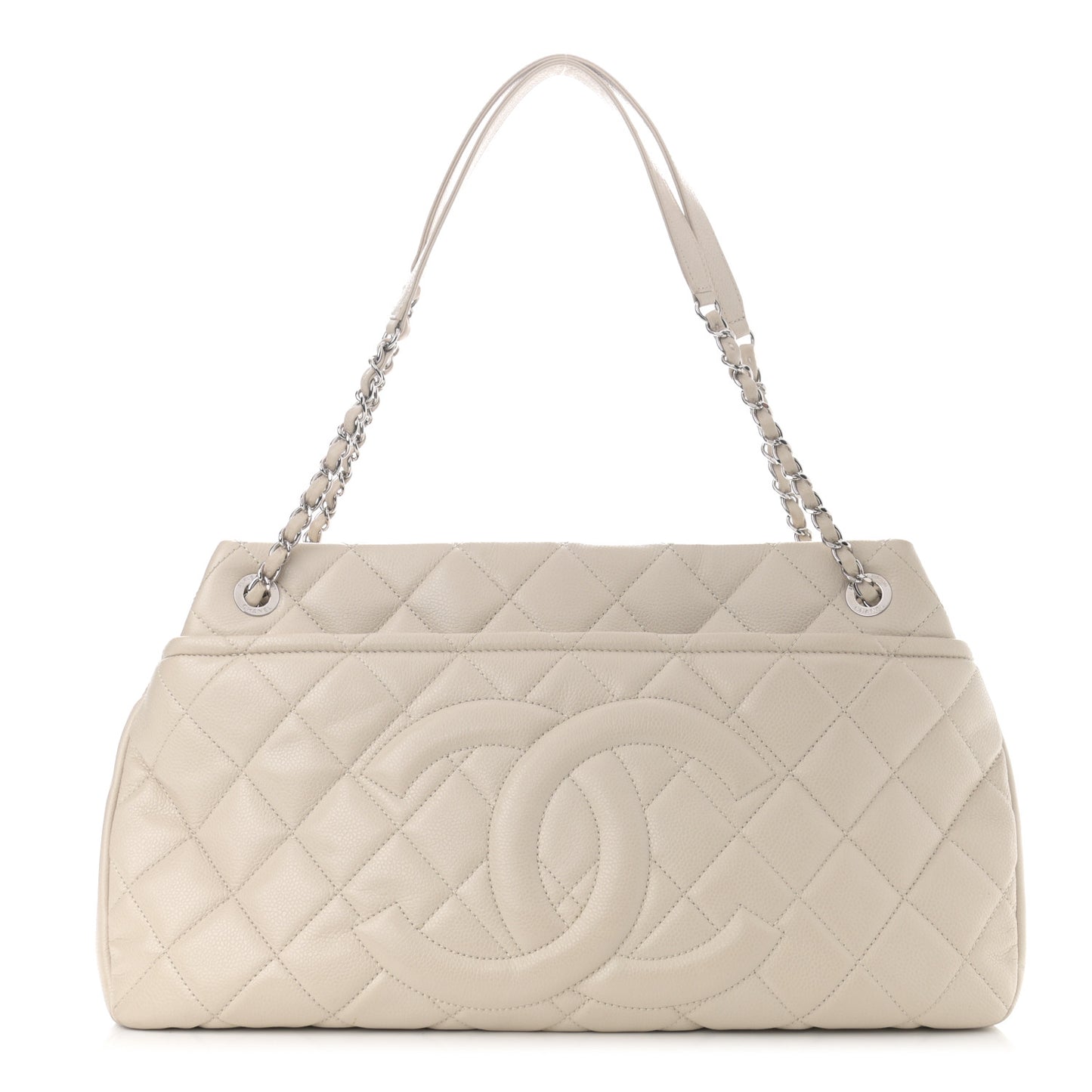 Caviar Quilted Timeless CC Soft Tote Off White