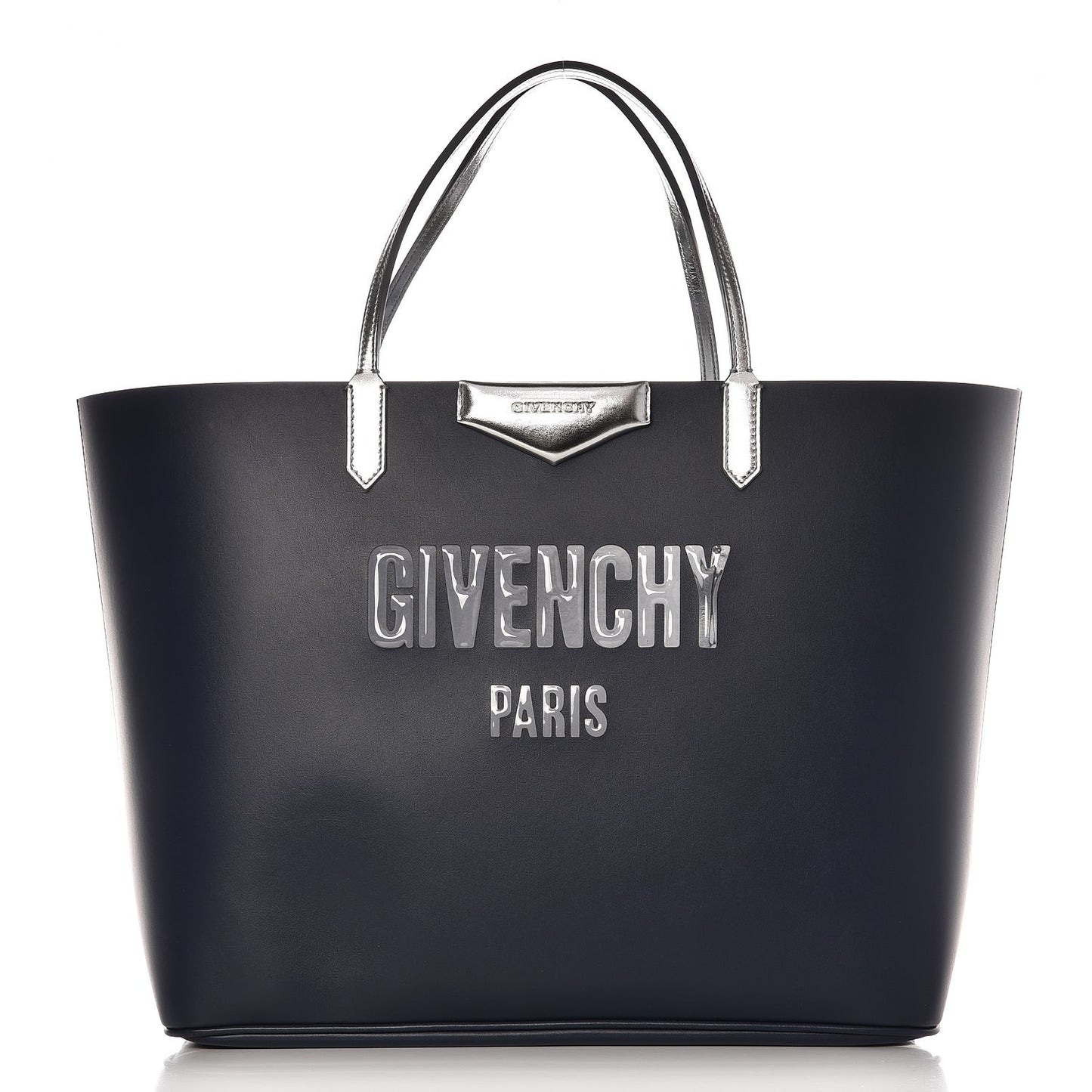 Calfskin Large Antigona Tote Night Blue Silver