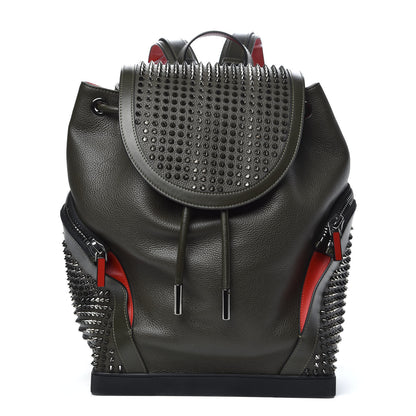Christian Louboutin Calfskin Spiked Explorafunk Backpack Khaki Green 1 of 9