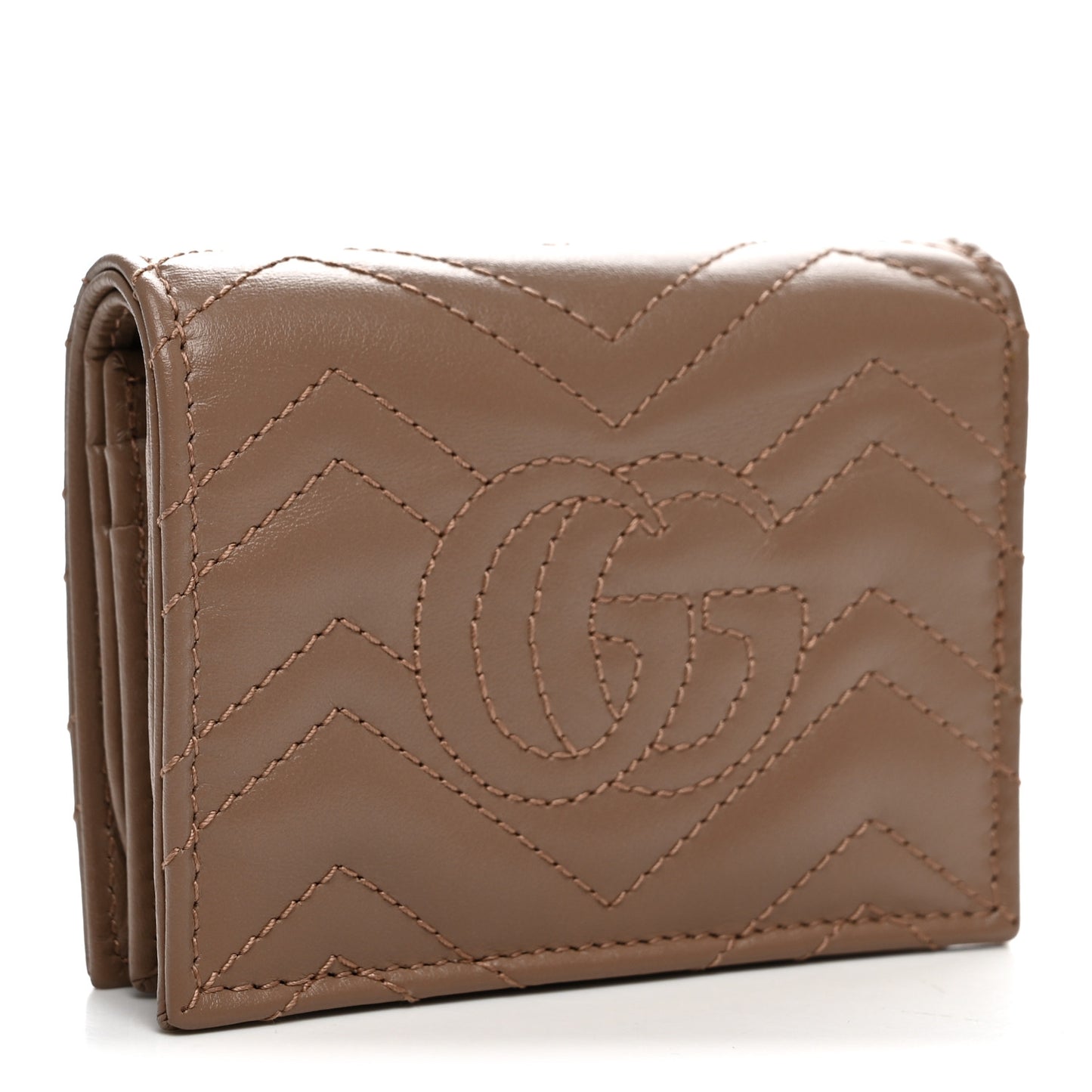 Calfskin Matelasse GG Marmont Card Case Wallet Porcelain Rose Porcelain Rose