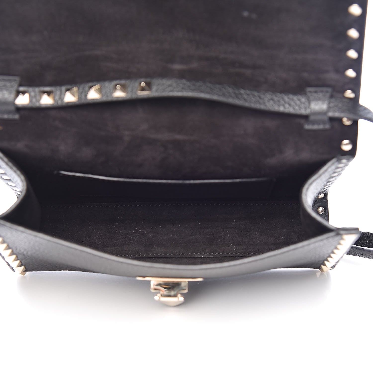 Valentino Garavani Pebbled Calfskin Medium Rockstud Flip Lock Crossbody Bag Black 5 of 10