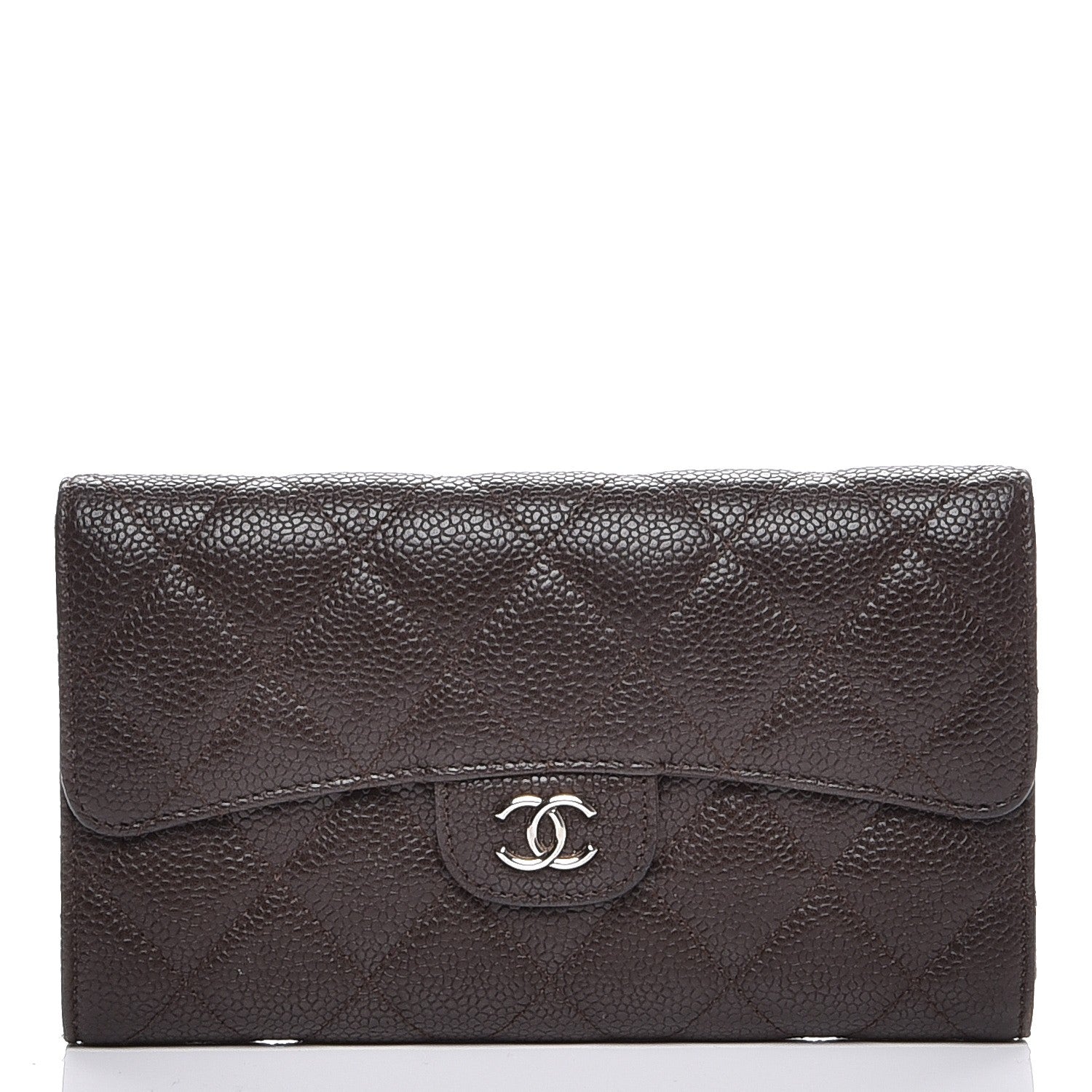 Chanel Caviar Quilted Large Flap Wallet Dark Brown 1 of 8
