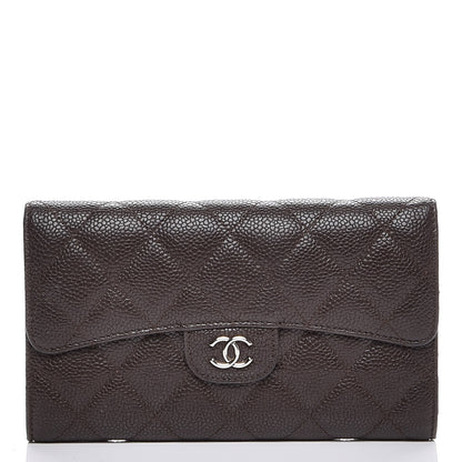Chanel Caviar Quilted Large Flap Wallet Dark Brown 1 of 8