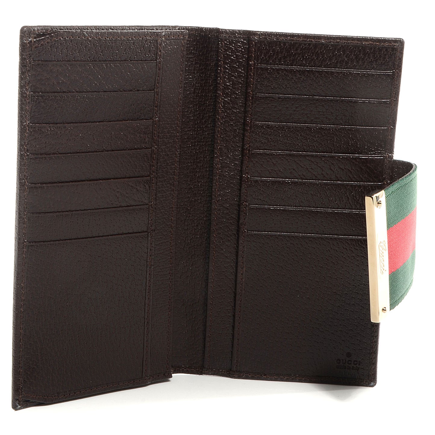 Monogram Calfskin Ladies Web Continental Wallet Beige Ebony Cocoa