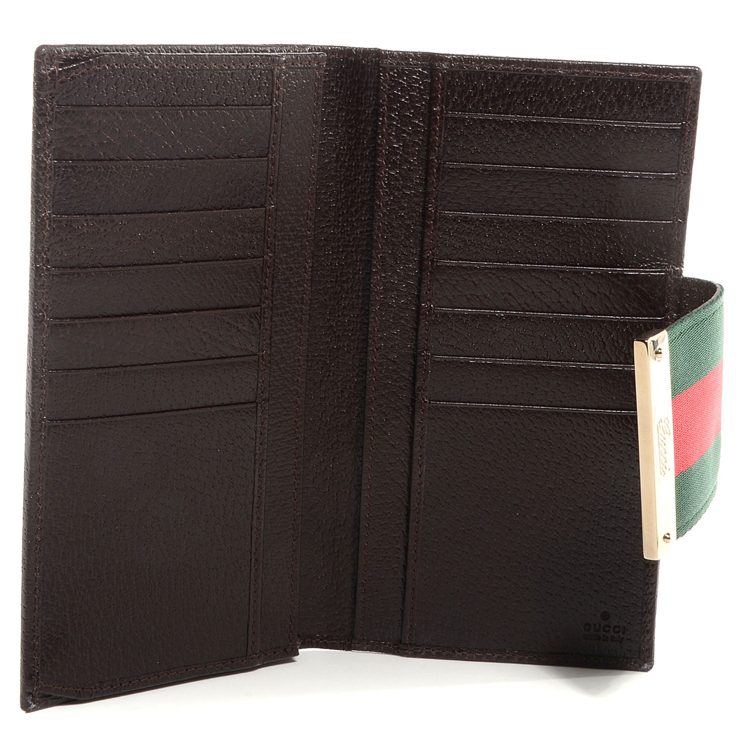 Gucci Monogram Calfskin Ladies Web Continental Wallet Beige Ebony Cocoa 5 of 7