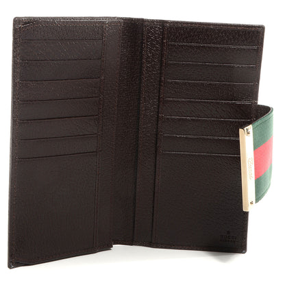 Gucci Monogram Calfskin Ladies Web Continental Wallet Beige Ebony Cocoa 5 of 7