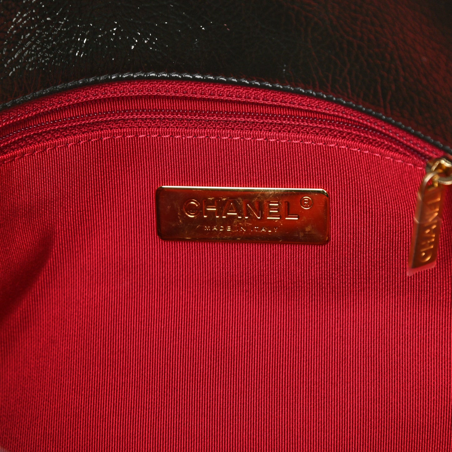 Shiny Crumpled Calfskin Quilted Large Chanel 19 Flap Black