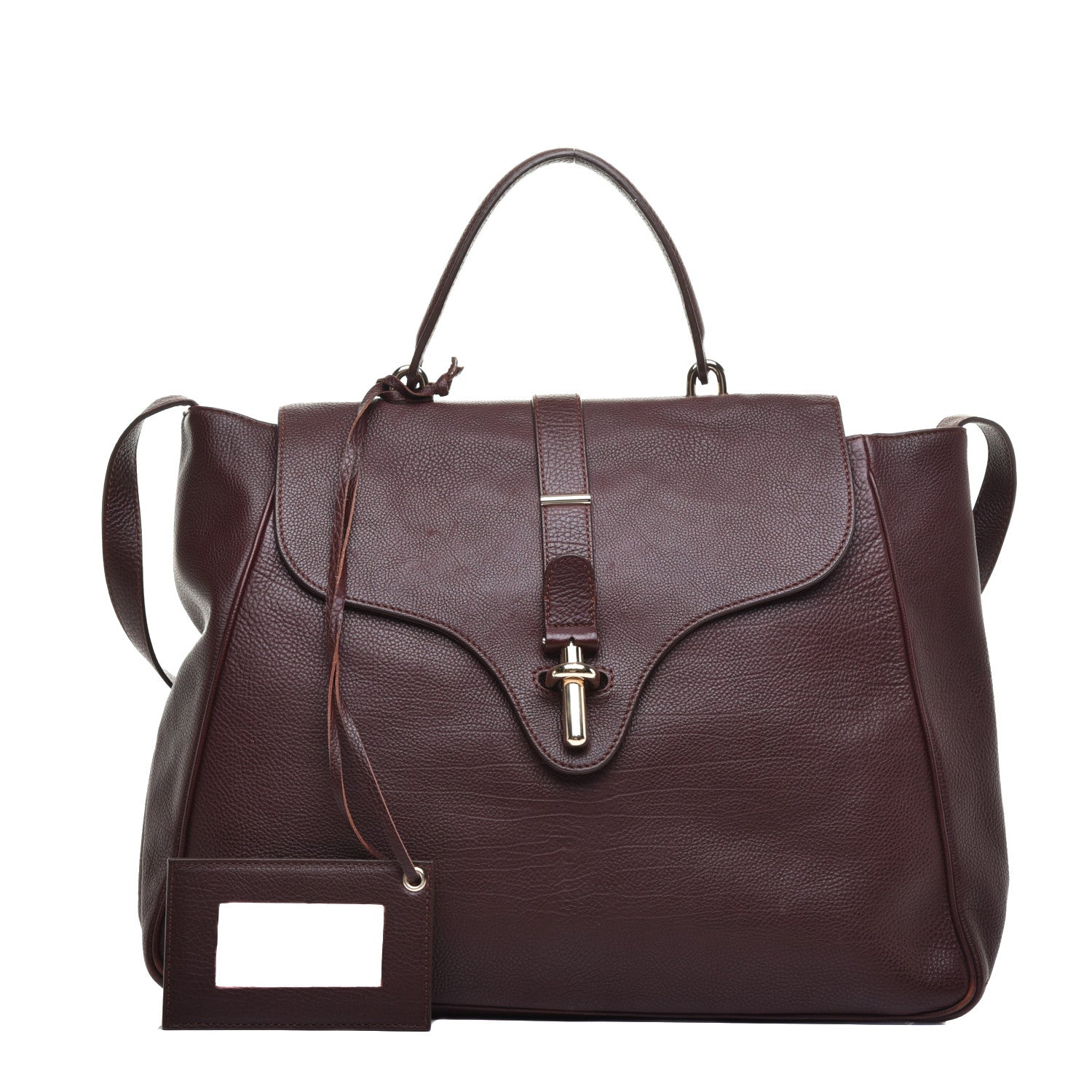Balenciaga Grained Calfskin Tube Top Handle Tote Burgundy 1 of 9