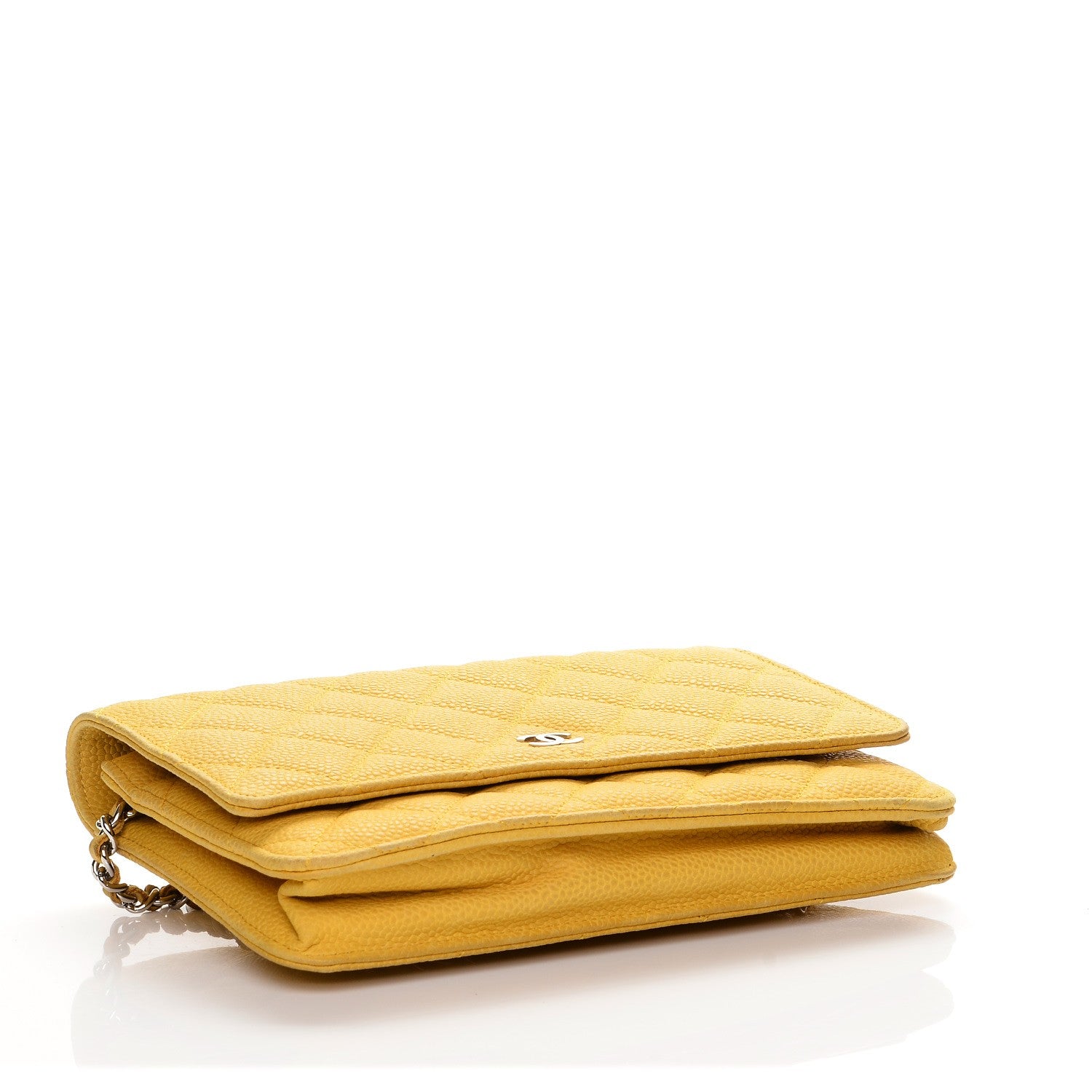 Chanel Iridescent Caviar Quilted Wallet on Chain WOC Yellow 4 of 9