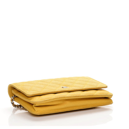 Chanel Iridescent Caviar Quilted Wallet on Chain WOC Yellow 4 of 9