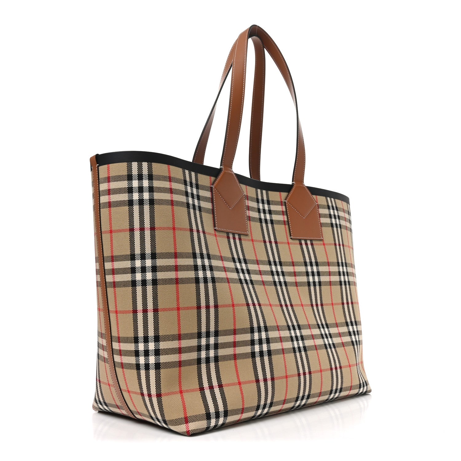 Burberry Cotton Vintage Check Large London Tote Bag Briar Brown Black 4 of 10