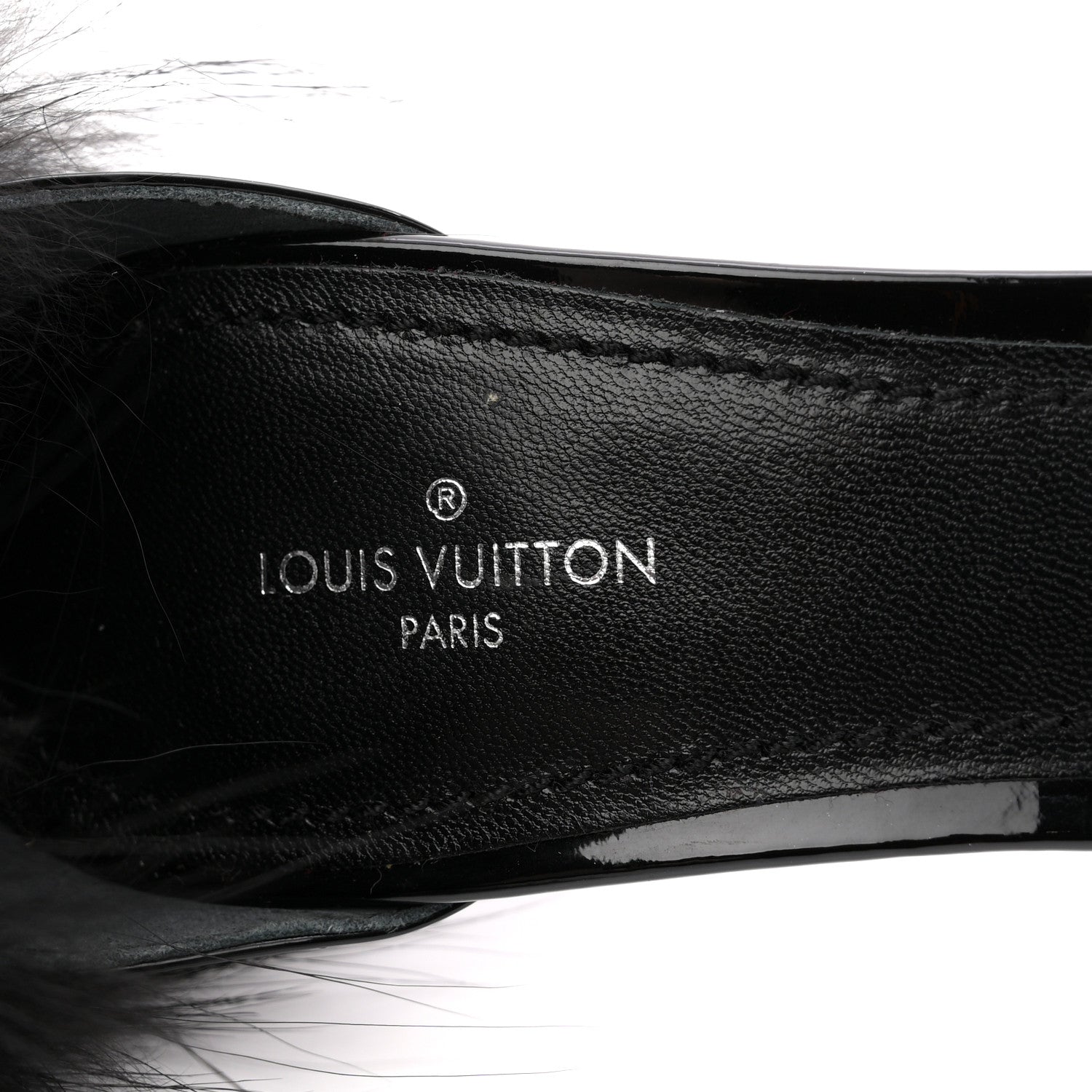 Louis Vuitton Monogram Patent Fur Sandals 38 Black 9 of 11