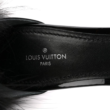 Louis Vuitton Monogram Patent Fur Sandals 38 Black 9 of 11