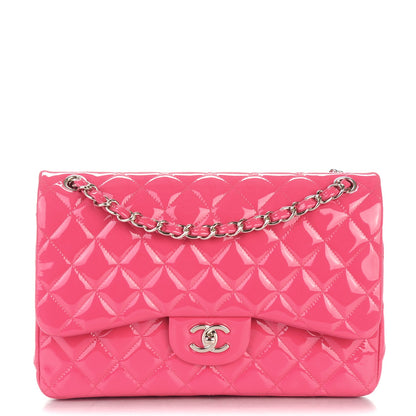 Chanel Patent Calfskin Quilted Jumbo Double Flap Fuchsia 1 of 8