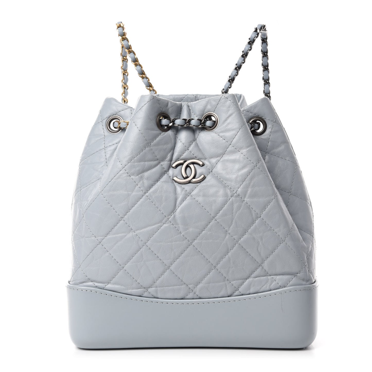 Aged Calfskin Quilted Small Gabrielle Backpack Light Blue