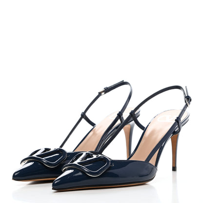 Valentino Garavani Patent Vlogo Slingback 80mm Pumps 39.5 Marine 3 of 8