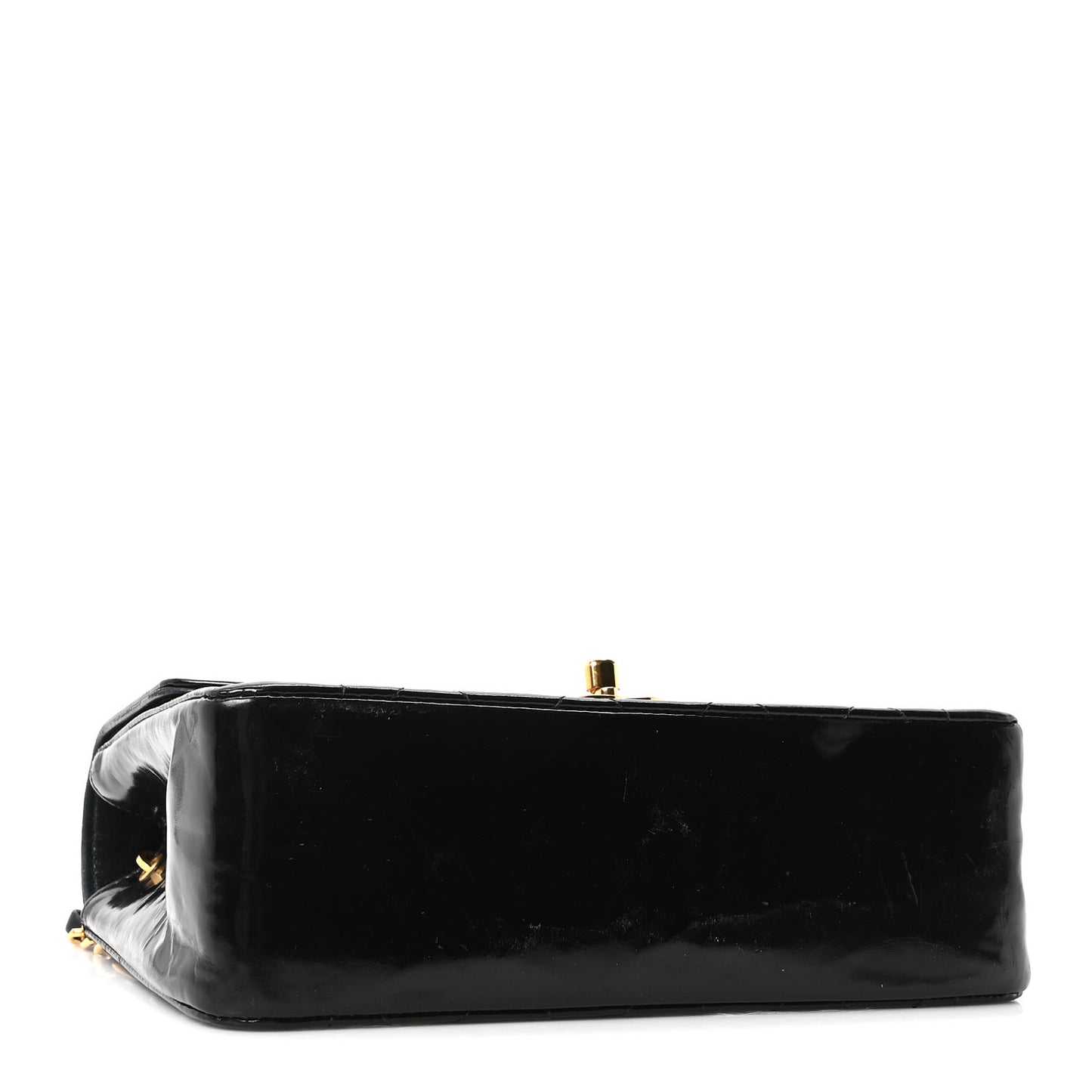 Patent Quilted Small Diana Flap Black