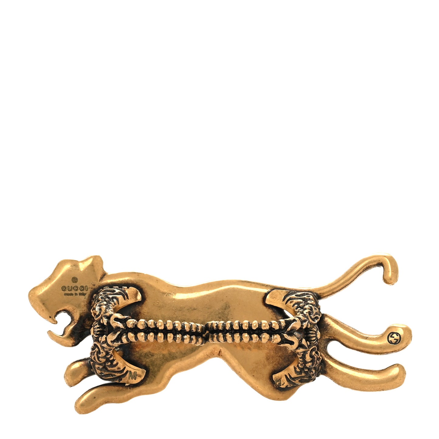 Crystal Tiger Multi-Finger Ring M Aged Gold Emerald