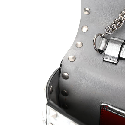 Valentino Garavani Metallic Nappa Rockstud Spike Shoulder Bag Silver 14 of 15