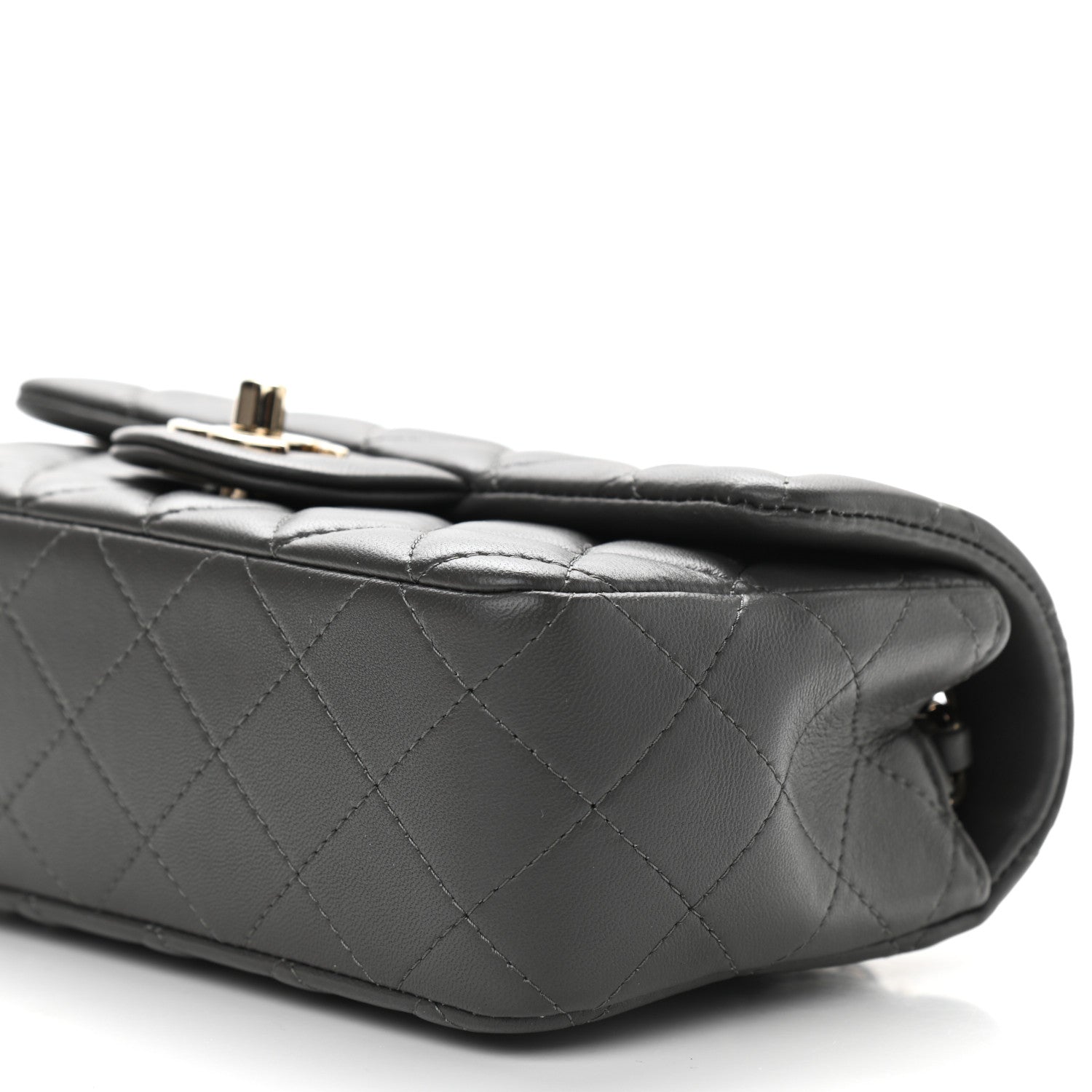 Chanel Lambskin Quilted Mini Rectangular Flap Dark Grey 9 of 9
