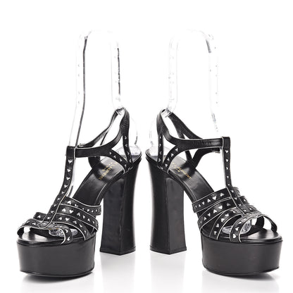 Saint Laurent Calfskin Tribute 105 Heart Platform Sandals 40.5 Black 9 of 10