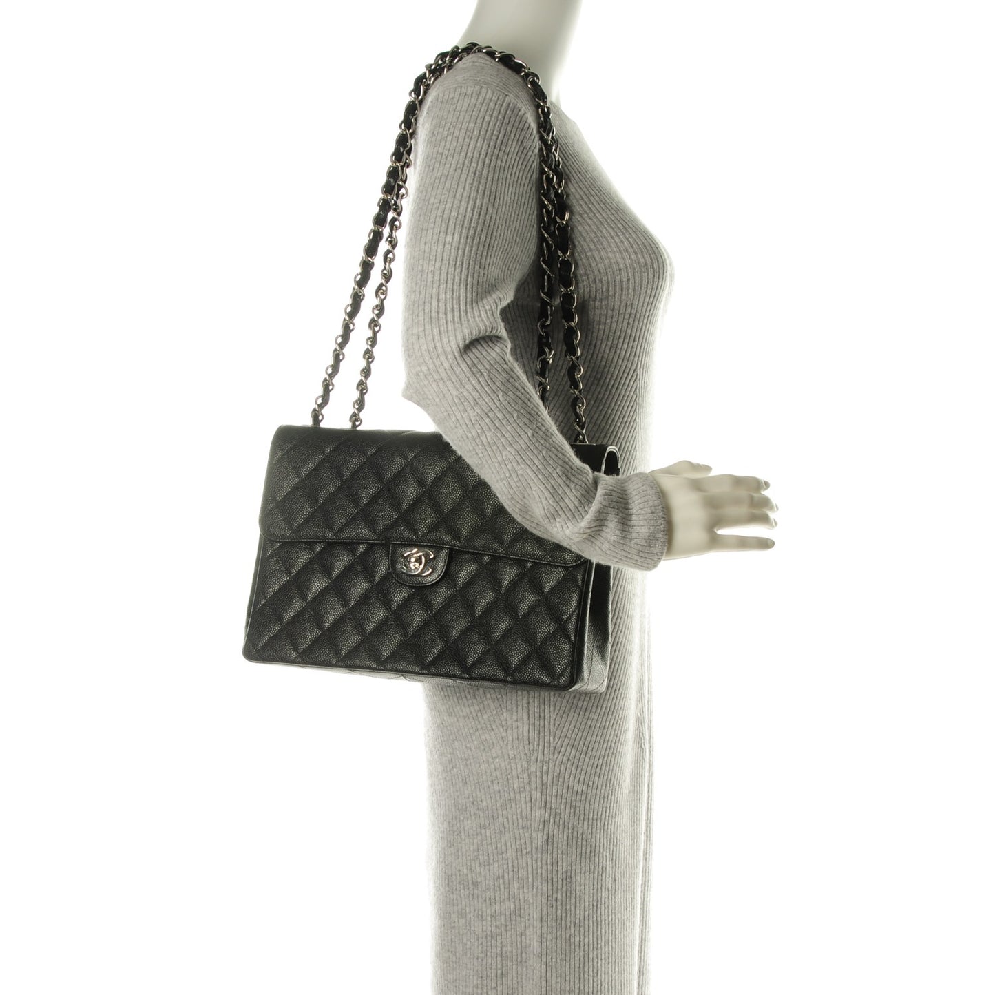 Caviar Jumbo Single Flap Black