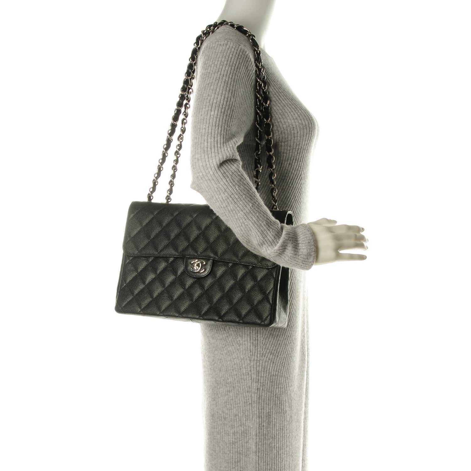 Chanel Caviar Jumbo Single Flap Black 2 of 7