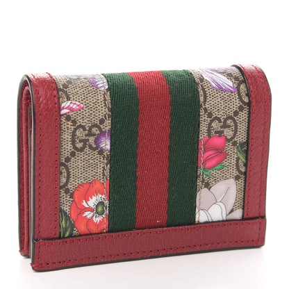 Gucci GG Supreme Monogram Flora Web Ophidia Card Case Red 3 of 7