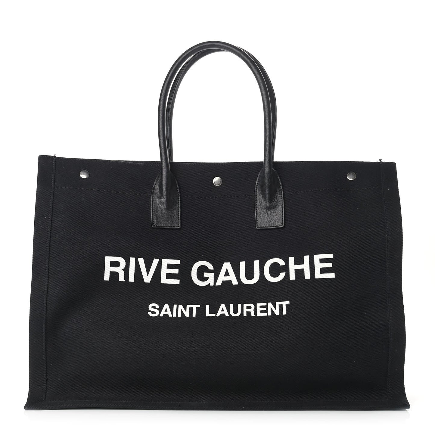 Linen Calfskin Rive Gauche Tote Black