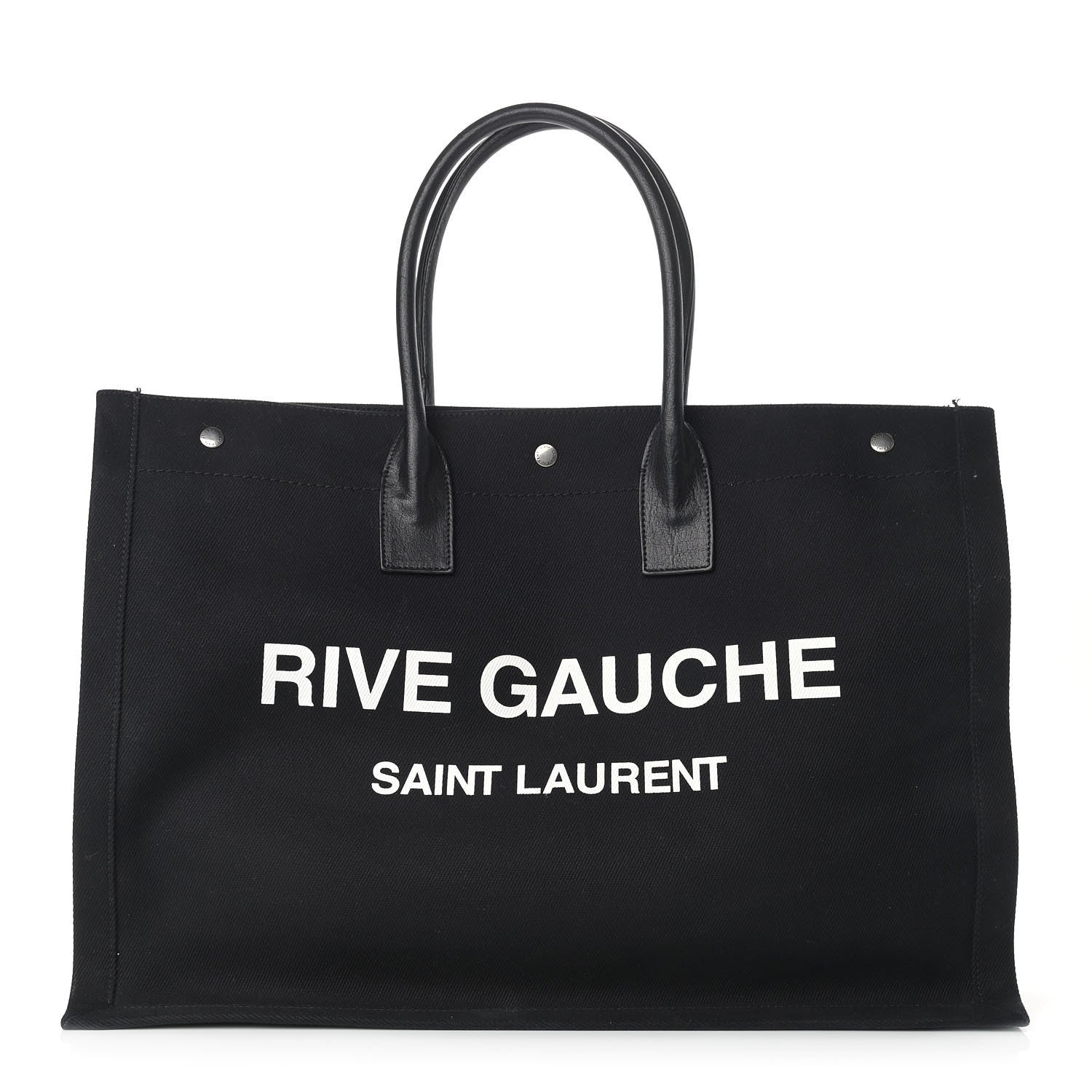 Saint Laurent Linen Calfskin Rive Gauche Tote Black 1 of 20