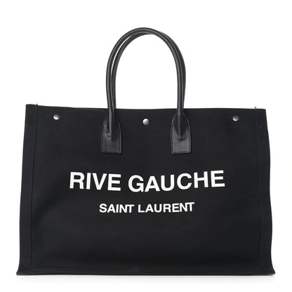 Saint Laurent Linen Calfskin Rive Gauche Tote Black 1 of 20