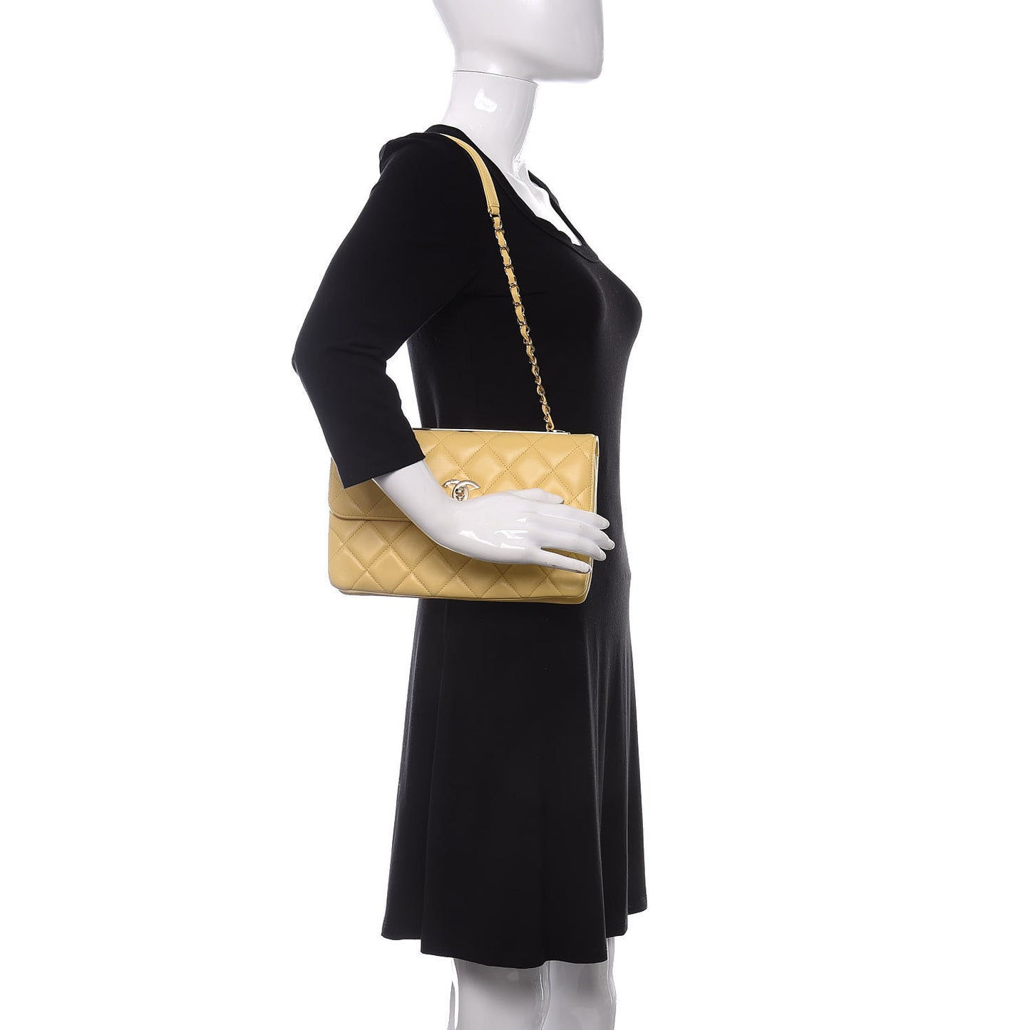 Lambskin Quilted Medium Trendy CC Flap Yellow