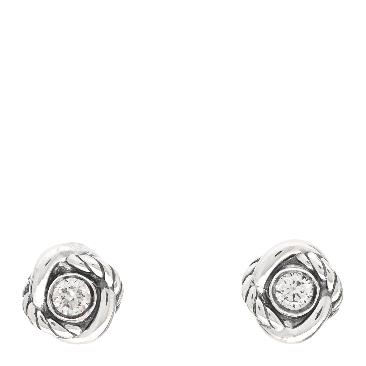 Sterling Silver Diamond 7mm Infinity Stud Earrings