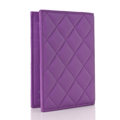 Chanel Lambskin Quilted Passport Holder Purple 3 of 9