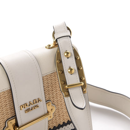 Prada City Calf Raffia Saffiano Cahier Bag Naturale White 9 of 14
