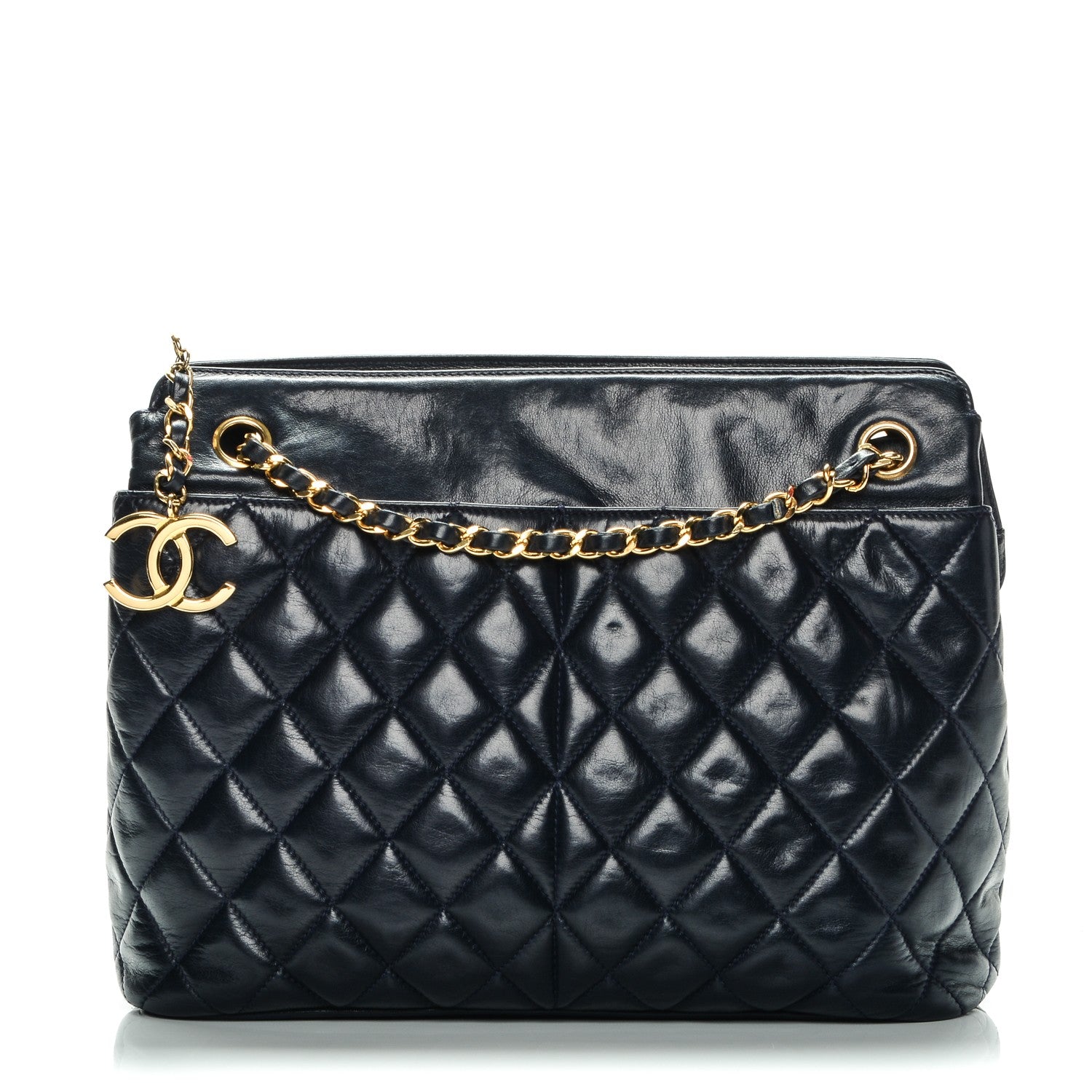 Chanel Lambskin Quilted Shoulder Bag Navy Blue 1 of 11