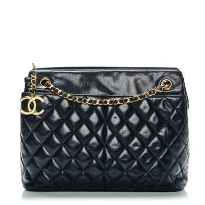 Chanel Lambskin Quilted Shoulder Bag Navy Blue 1 of 11